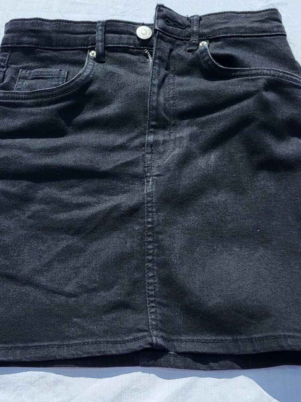 Zara Skirt Women's Small A Line Mini Black Denim Pockets Y2K Mall Goth Preppy